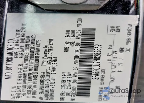 2017 Ford Fusion Se Hybrid z USA, uszkodzony, nr VIN 3FA6P0LU2HR285869